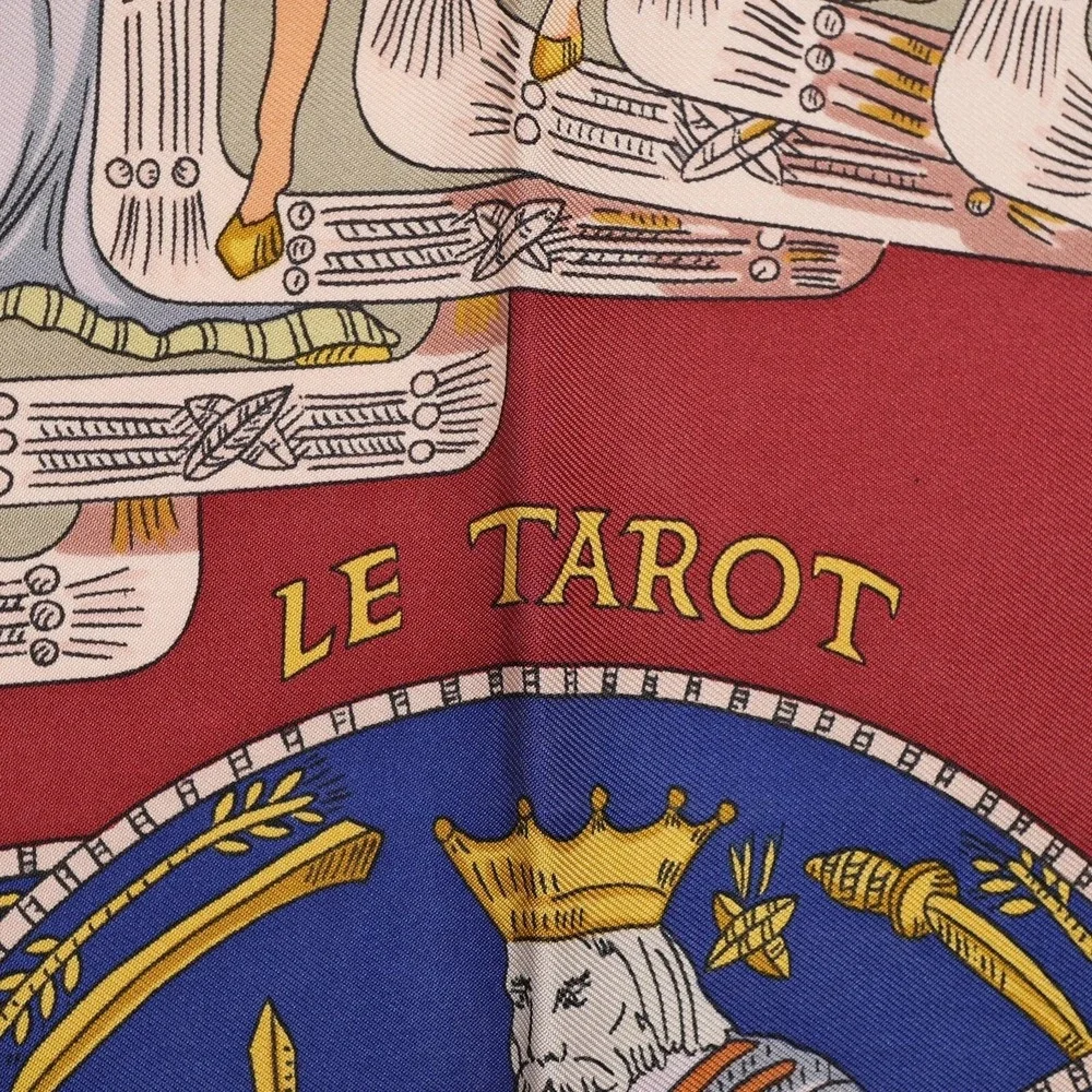 Hermès‎ Le Tarot 90cm Silk Scarf Annie Faivre Brown Gold Vintage Carre w/ Box